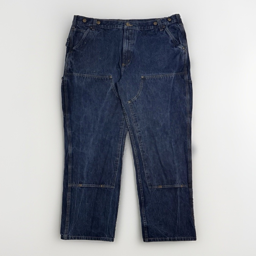 Carhartt Double Knee Jeans Stretch Mens 42x30 103890 Relaxed Fit Denim Dark Work - Picture 1 of 10